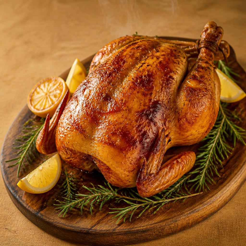 Frango assado dourado e suculento Frango Fácil
